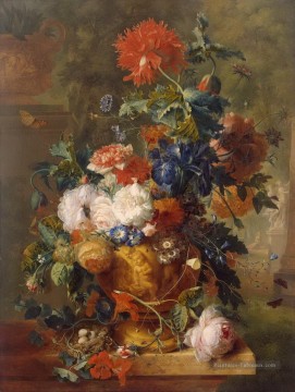 Fleur classiques œuvres - Fleurs avec des statues Jan van Huysum fleurs classiques